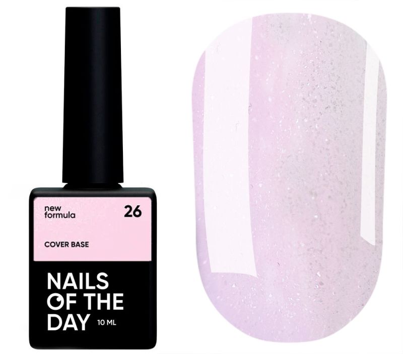 Nails Of The Day Cover base No. 26 (soft pink with silver shimmer), 10 ml