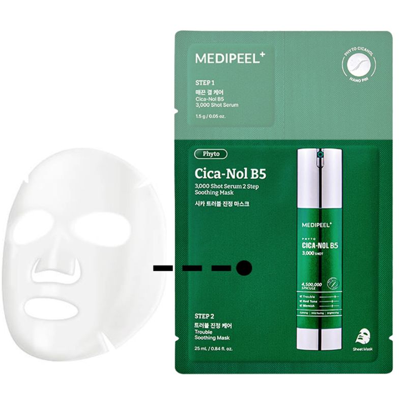 MEDI-PEEL Набір двоетапний сироватка і маска з центеллою Phyto Cica-nol B5 3000 Shot Serum 2 Step Mask, 1 шт