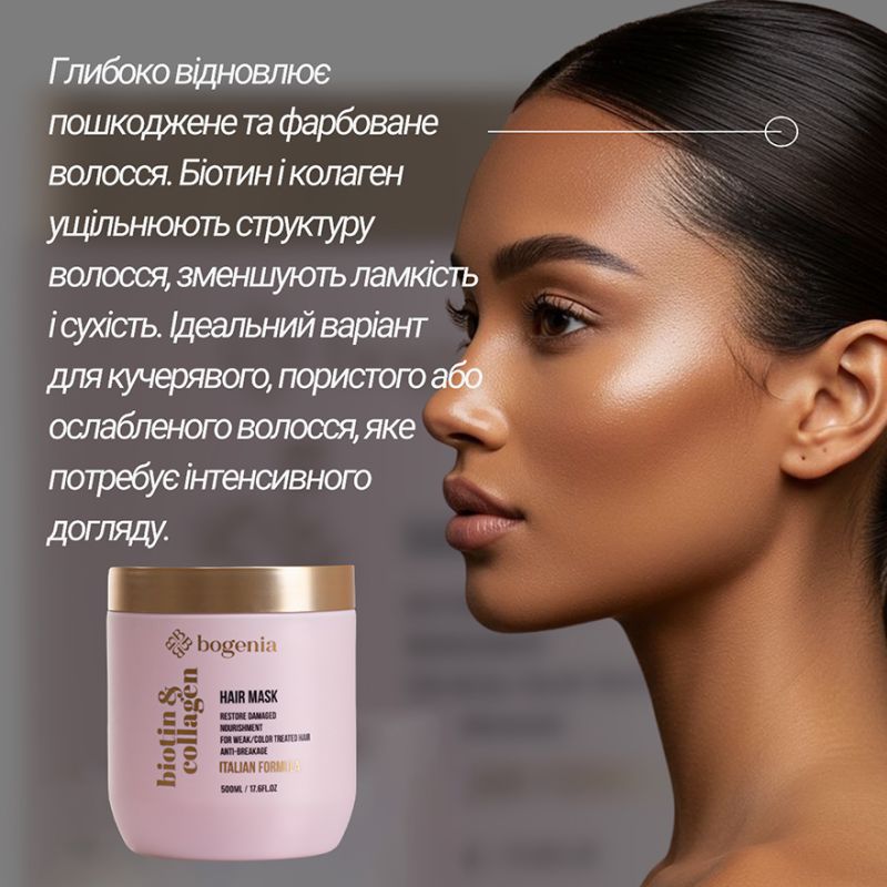 BOGENIA Маска для волосся Biotin & Collagen Mask, 500 мл