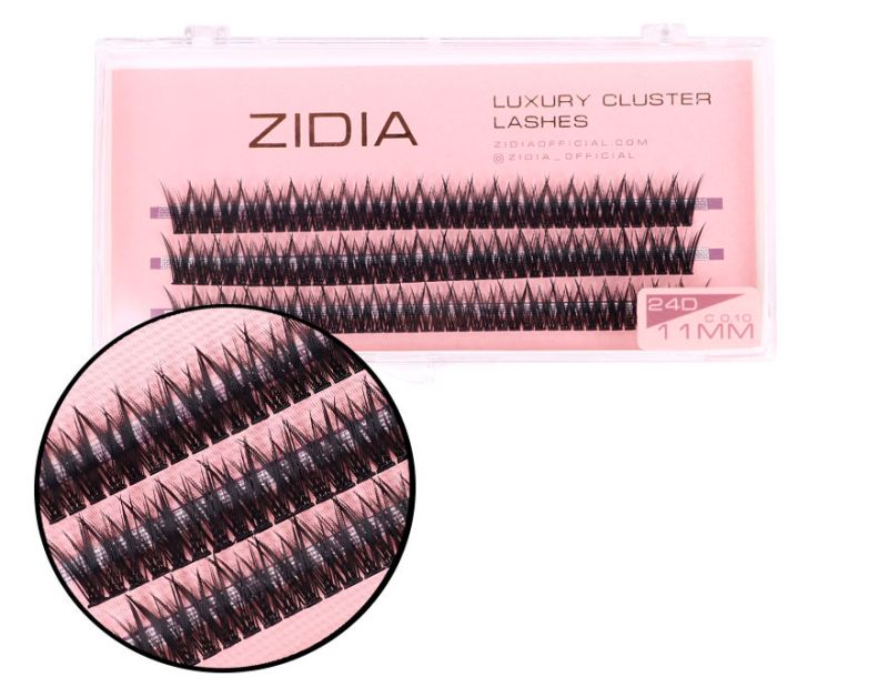 ZIDIA Cluster lashes Ресницы-пучки fish tail 24D C 0,10 (3 ленты, размер 11 мм)
