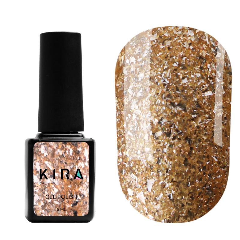 Kira Nails Shine Bright gel-varnish No. 005 (gold with sparkles), 6 ml