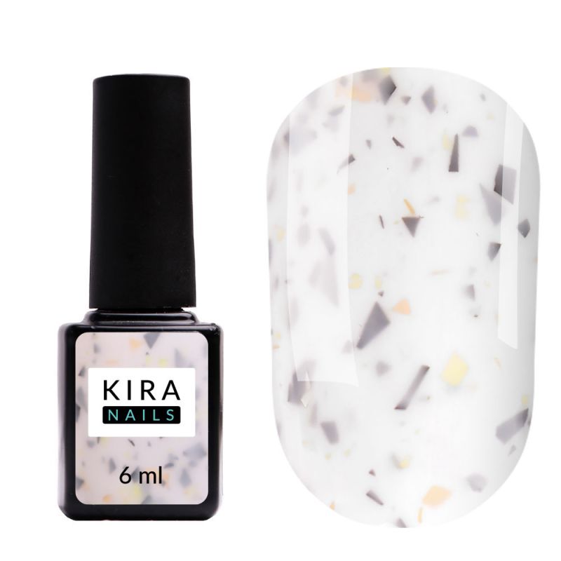 Kira Nails Lollypop Base No. 003 (milk with gray-yellow flakes), 6 ml