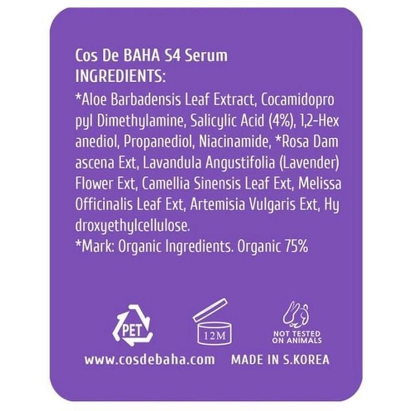 Cos De BAHA Acid serum for problem skin S4 Salicylic Acid BHA 4% Serum, 30 ml