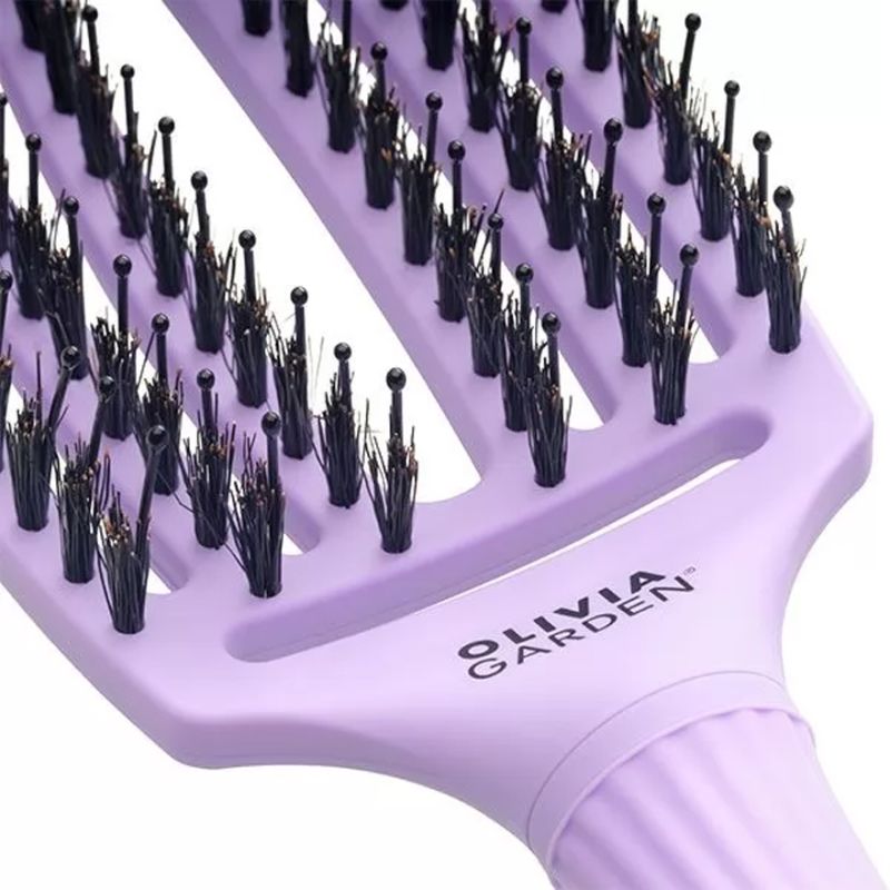 Olivia Garden Massage Brush Natural Bristle Finger Brush Combo Grape
