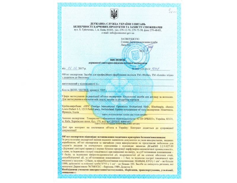 Londa Certificate of Conformity