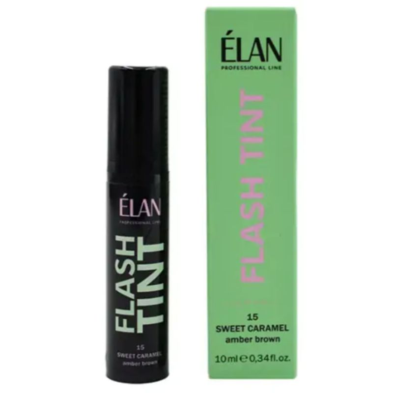 ELAN Система прямой окраски бровей «FLASH TINT» 15 Sweet Caramel (amber brown), 10 мл