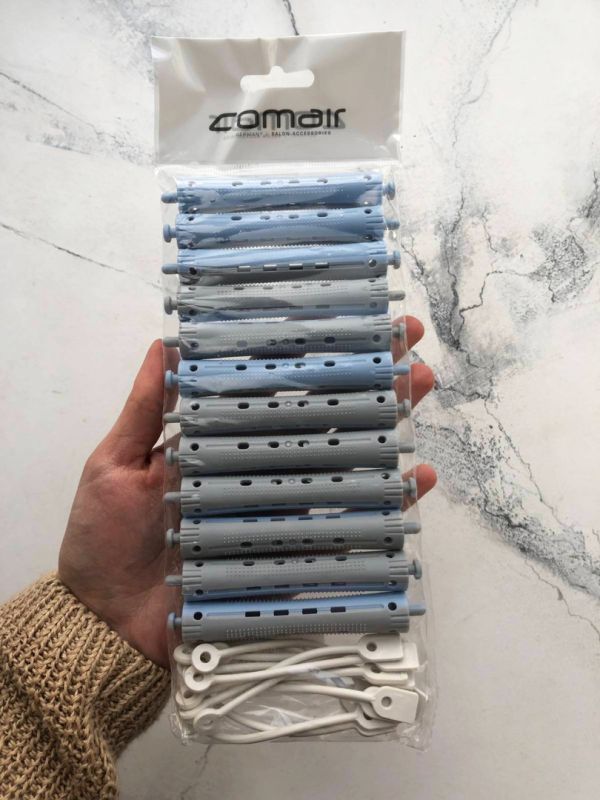 Comair Cold curlers, long, 2-color, with rubber band (pack of 12 pcs.), d 13mm