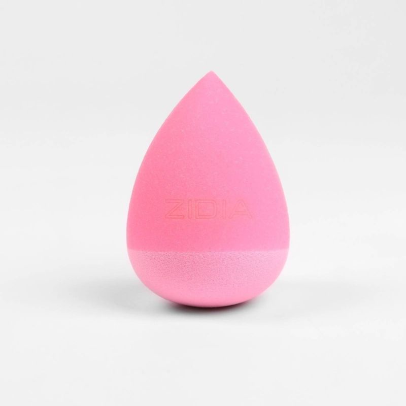 Спонж ZIDIA MakeUp Blender "Simone", двусторонний, розовый в коробочке (без латекса, покрытие из микрофибры)