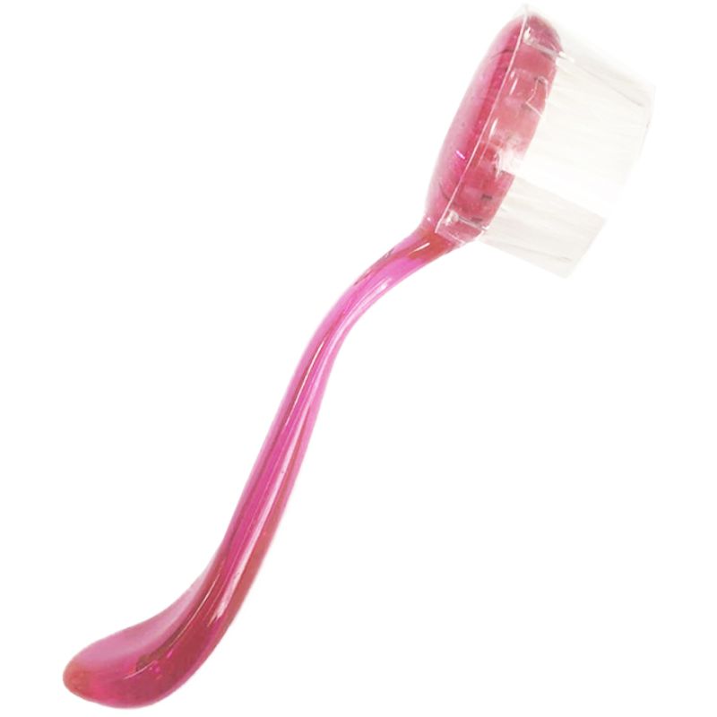 Dust brush, for nails, with handle, round, pink