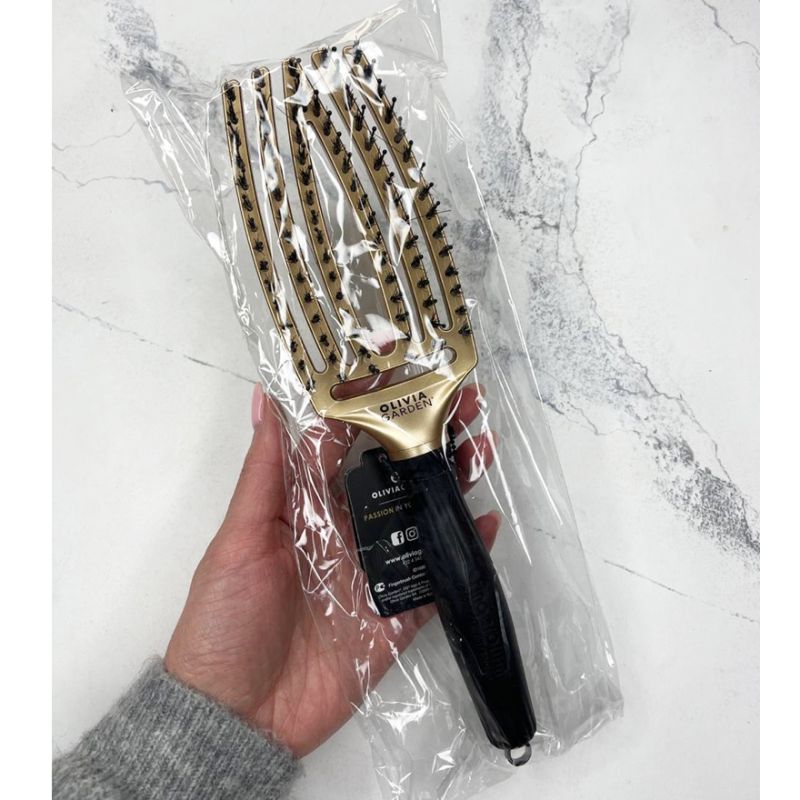 Olivia Garden Щетка Массажная с натуральной щетиной Finger Brush Combo Trinity Passion Gold