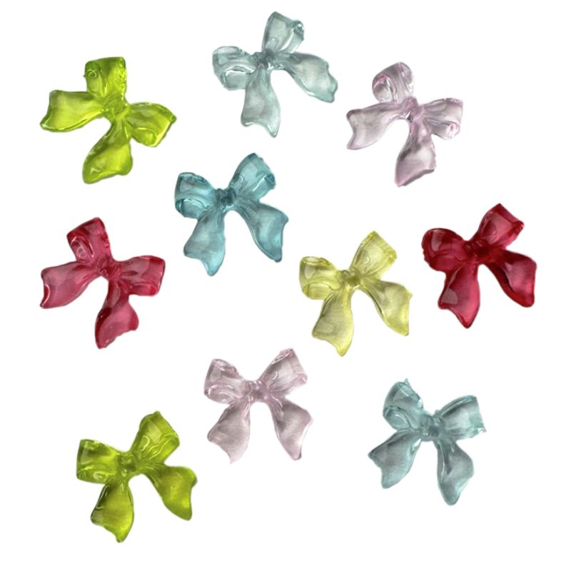Декор для нігтів Neon Bows, кольоровий мікс, 10,5 x 10,5 мм, 10 шт в уп