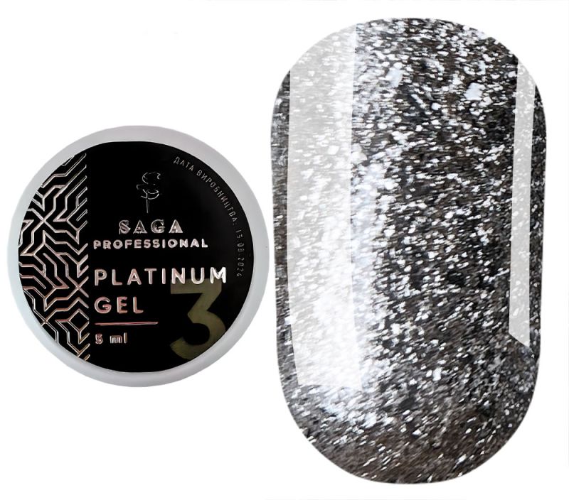 SAGA professional Platinum Gel № 03 (серебристый, металлик), 5 мл