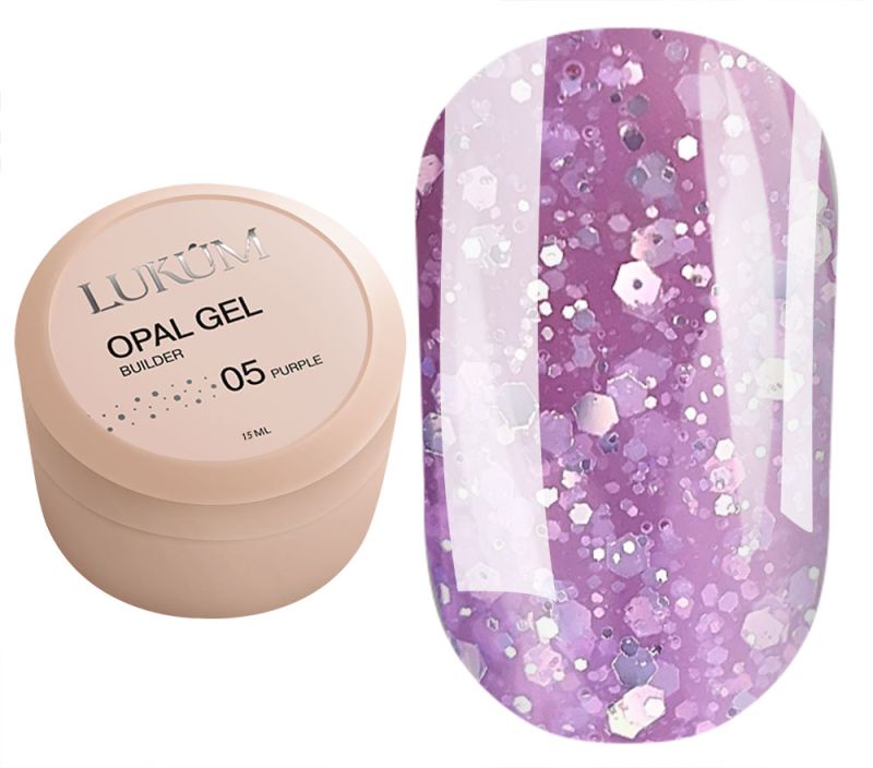 Lukum Гель для ногтей Builder Gel Opal №05 (Purple), 15 мл