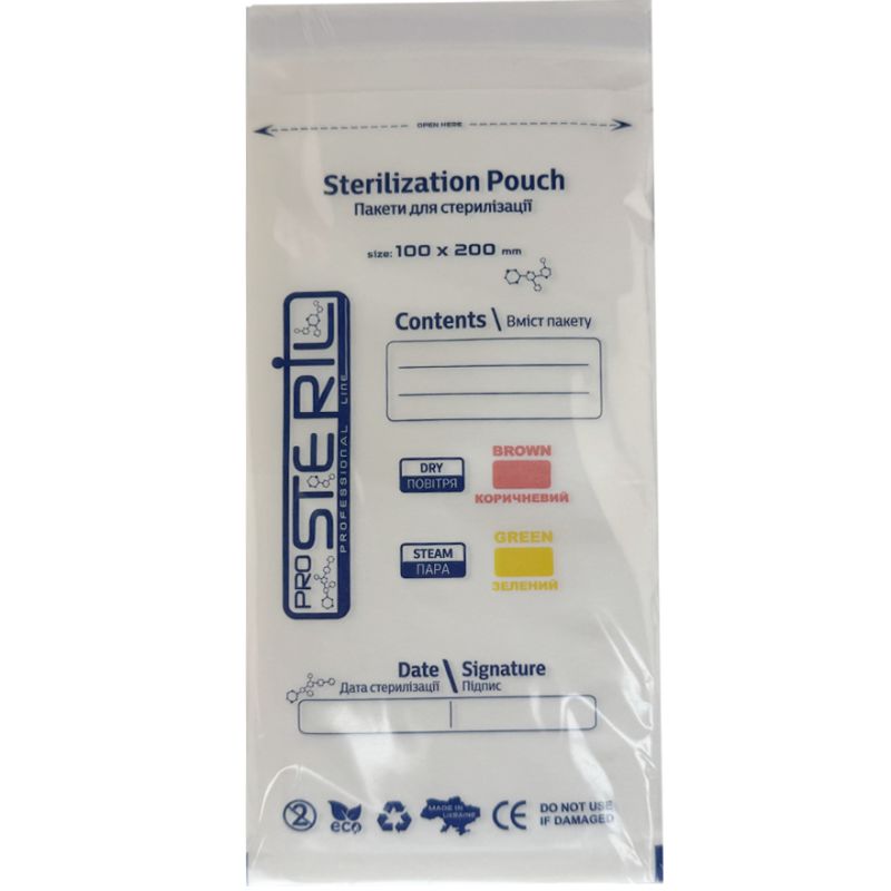 ProSteril Kraft bags for air and steam sterilization, white 100x200 mm, 100 pcs / pack