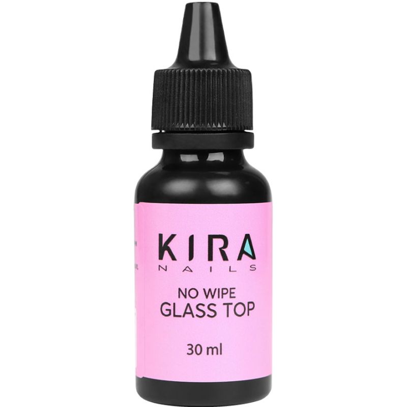 Kira Nails No Wipe Glass Top - закріплювач для гель-лаку БЕЗ липкого шару, 30 мл
