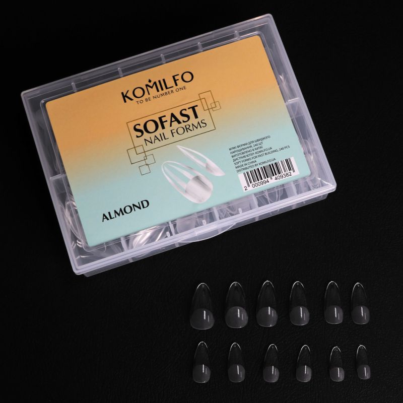 Komilfo SoFast Nail Forms Almond - гелеві форми для нарощування, 240 шт