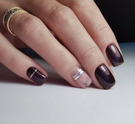 NUB 063 Rebel Heart gel varnish (dark burgundy-cherry with fine shimmer), 8 ml