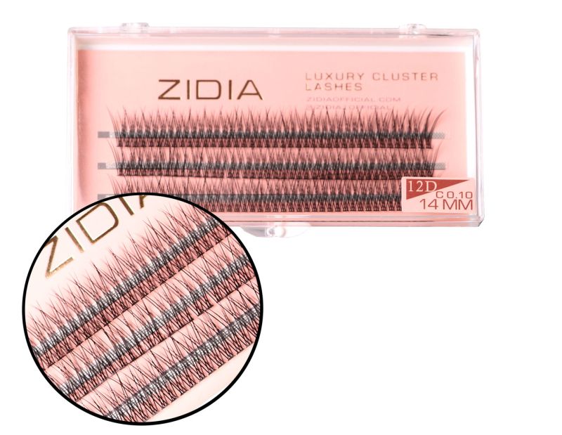 ZIDIA Cluster lashes fish tail Ресницы-пучки рыбий хвост 12D C 0,10 (3 ленты, размер 14 мм)