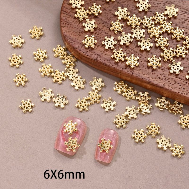 Металлический декор для ногтей Snowflakes, Gold, 6х6 мм, 10 шт в уп.
