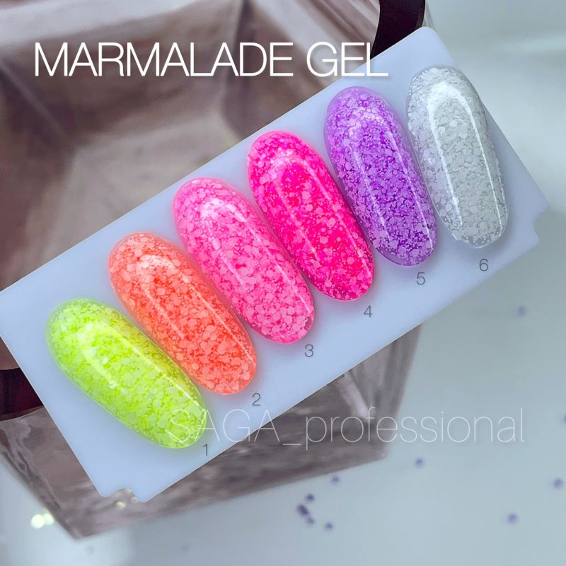 SAGA professional Gel Polish Marmalade 1 (green-yellow with flakes), 9 ml