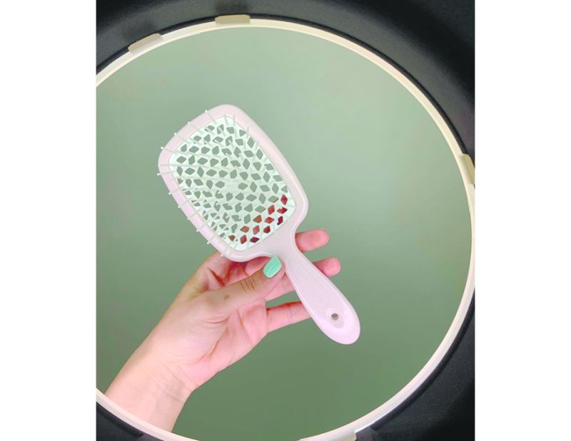 Janeke Superbrush Hair Brush Light Pink with White