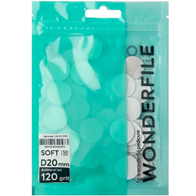 Wonderfile Files on foam for a pedicure disc 20 mm, 120 gr (50 pcs)