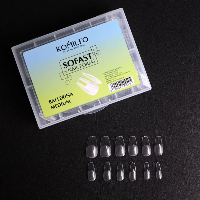 Komilfo SoFast Nail Forms Ballerina Medium - gel forms for extension, 240 pcs