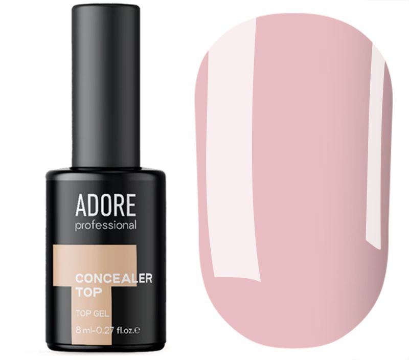 ADORE Сoncieler top coat №001 (milky) - camouflage top without sticky layer with UV filter, 7.5 ml