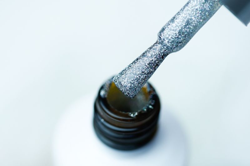 Atica Silver Wind GPM118 gel-varnish (silver with multi-colored micro-glitter), 7.5 ml
