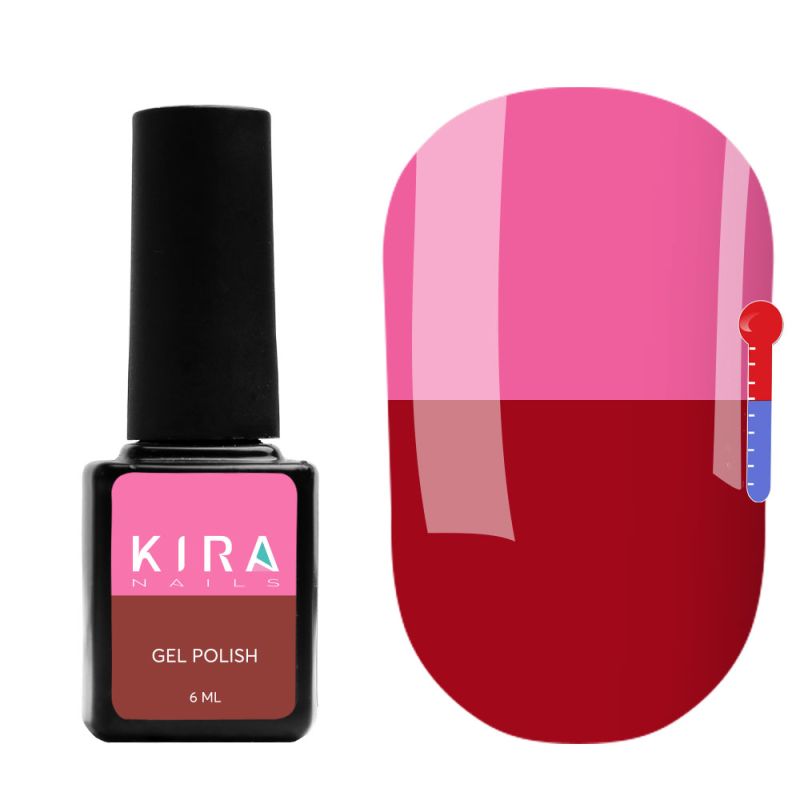 Thermo Kira Nails gel varnish No. T04 (burgundy, dark purple when heated), 6 ml