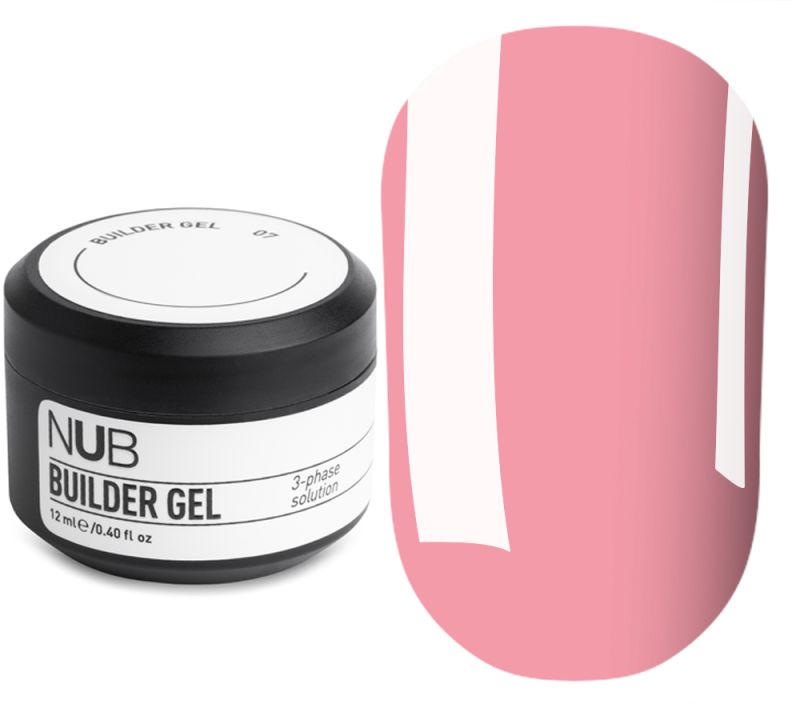 NUB Builder Gel №07 - Гель для наращивания трехфазный густой (нежно-розовый), 12 мл