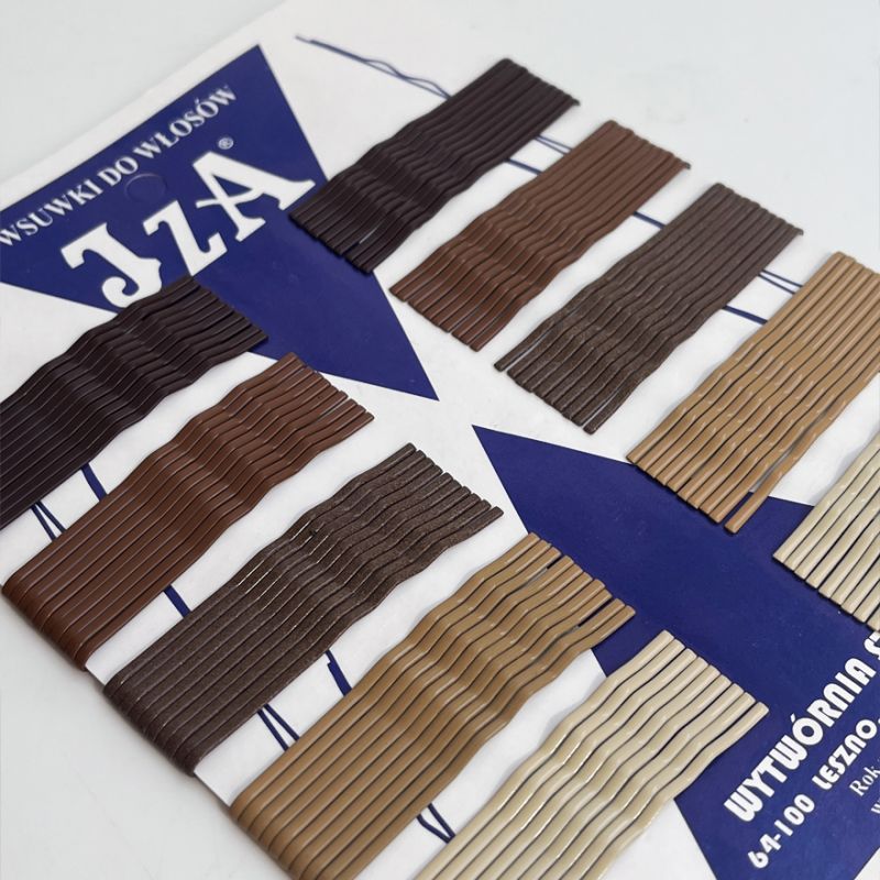 JZA mix bobby pins brown wavy 5.5 cm (100 pcs)