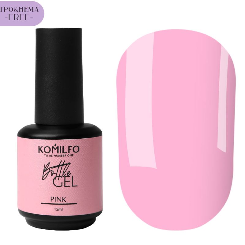 Komilfo Bottle Gel Pink HEMA/TPO free, жидкий гель для ногтей, 15 мл
