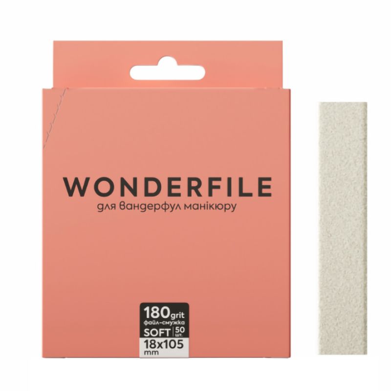 Wonderfile Файл-полоска in white на пене 105х18мм - 180 грит для пилки 160х18 мм (50 шт/уп)