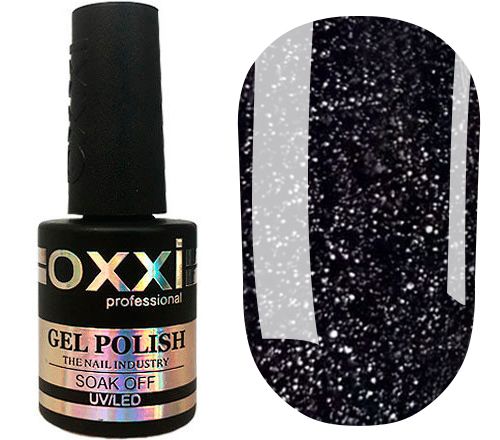 OXXI Гель-лак для ногтей Disco №002 (черный с серебром, светоотражающий), 10 мл
