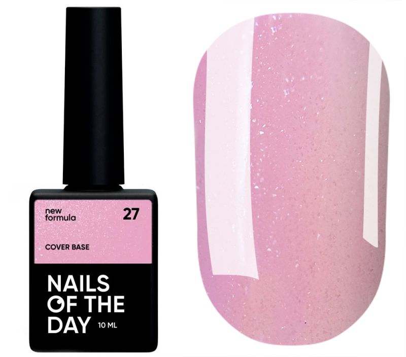 Nails Of The Day Cover base No. 27 (rozheva with silver shimmer), 10 ml
