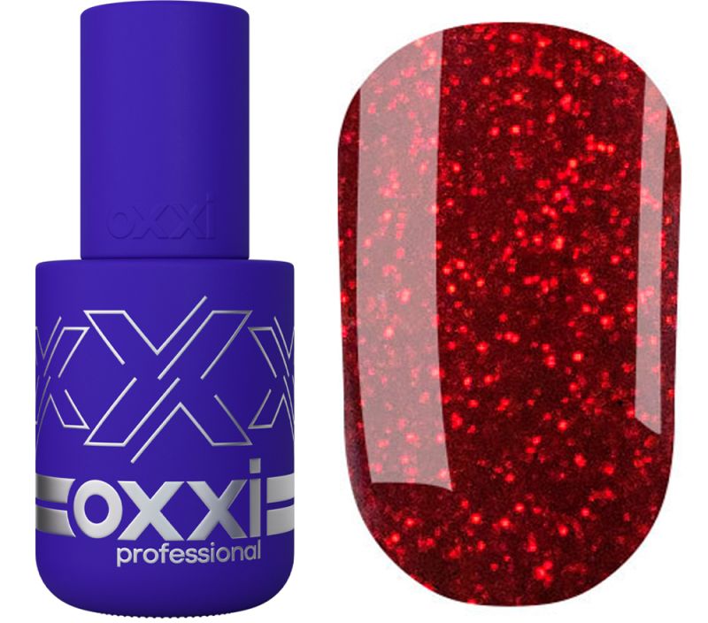 Gel polish OXXI Professional No. 219 (red-burgundy, with glitter), 10 ml
