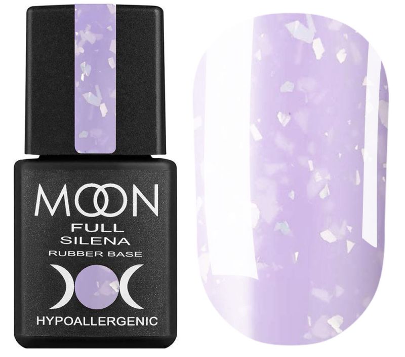 MOON FULL Potal Rubber Base Silena №2030 (purple-lilac with silver potal), 8 ml