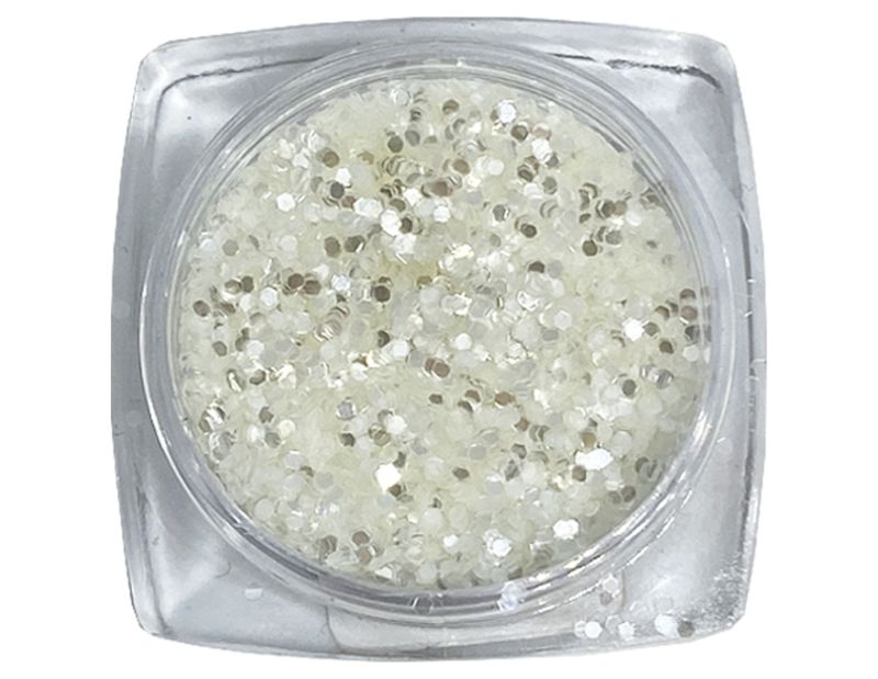 Komilfo spangles 022B, size 0.8 mm, (white, silver), E 2.5 g
