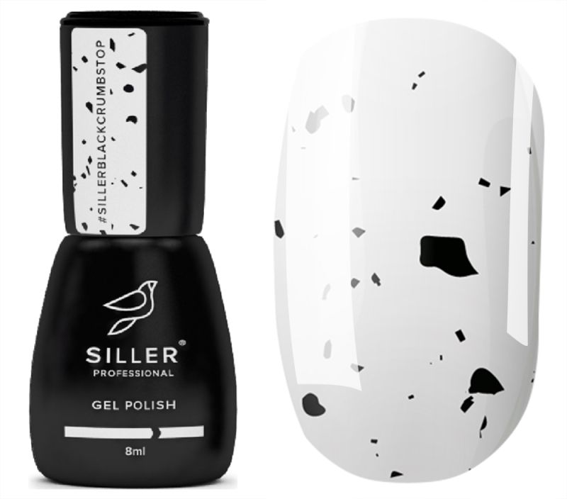Siller Nail Top without a sticky layer with UV filters with crumbs Top Black Crumbs No. 01, 8 ml