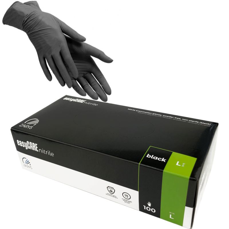 easyCARE Nitrile gloves Black (L) 100 pcs/pack (50 pairs), density 4 g