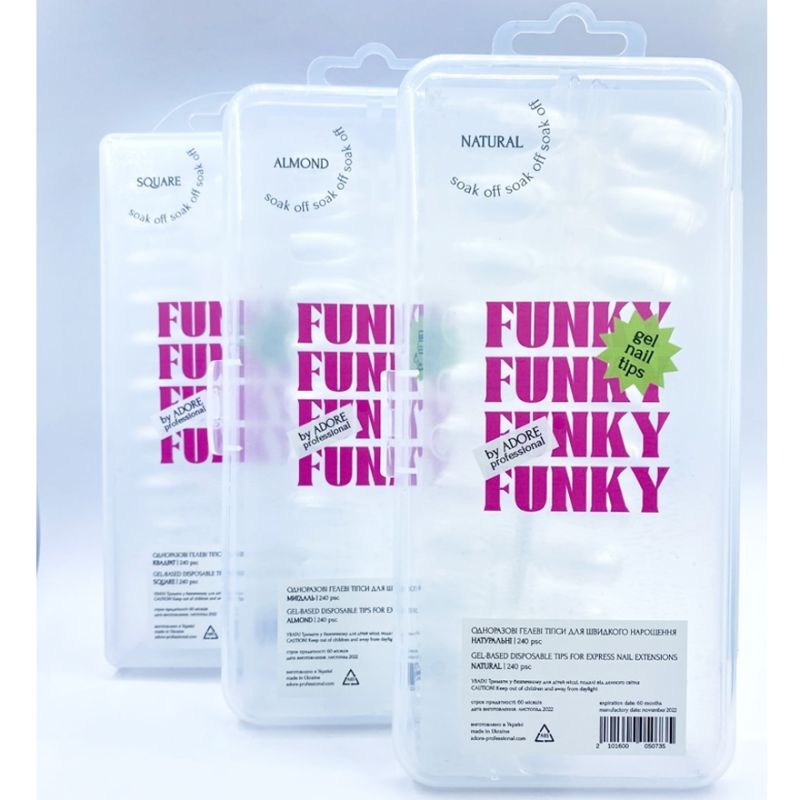ADORE Funky Gel Nail Tips "NATURAL" – натуральний овал, 240 шт