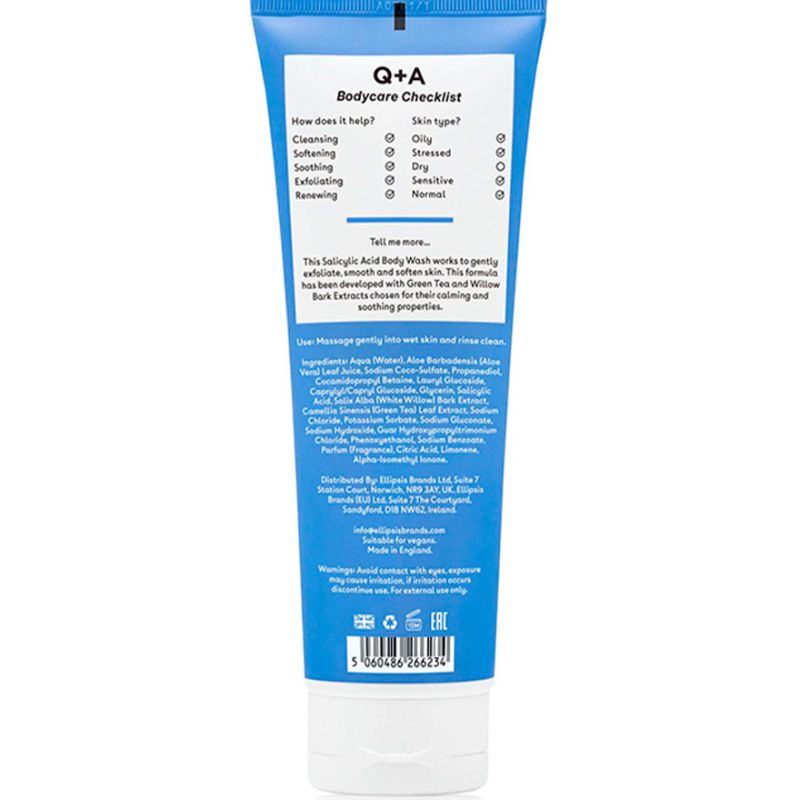 Q+A Cleansing gel for the body with salicylic acid Salicylic Acid Body Wash, 250 ml