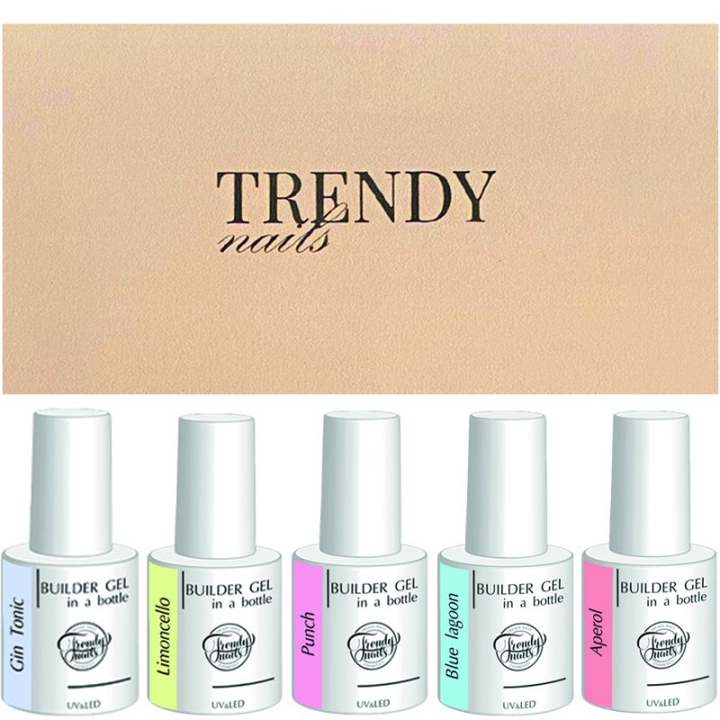 Trendy nails Набор гелей для ногтей Builder Gel in a bottle Cocktail (5 шт в объеме 4 мл)