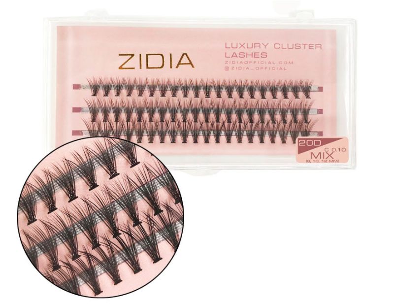 ZIDIA Cluster lashes Ресницы-пучки 20D C 0,10 Mix (3 ленты, размер 8, 10, 12 мм)