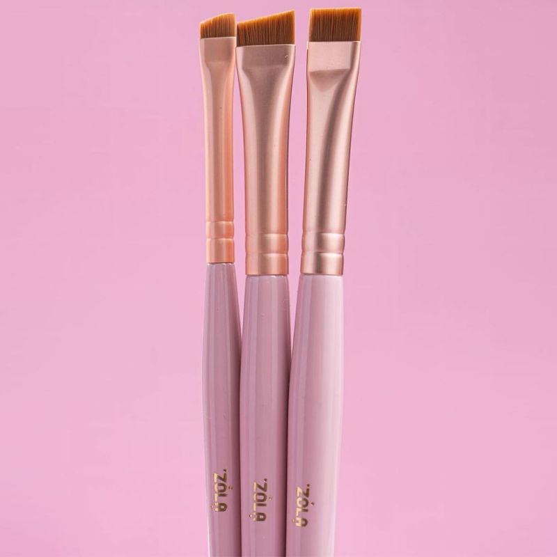 ZOLA Набор Кистей для окрашивания бровей профессиональный MAGIC BROW BRASHES, светло-розовый
