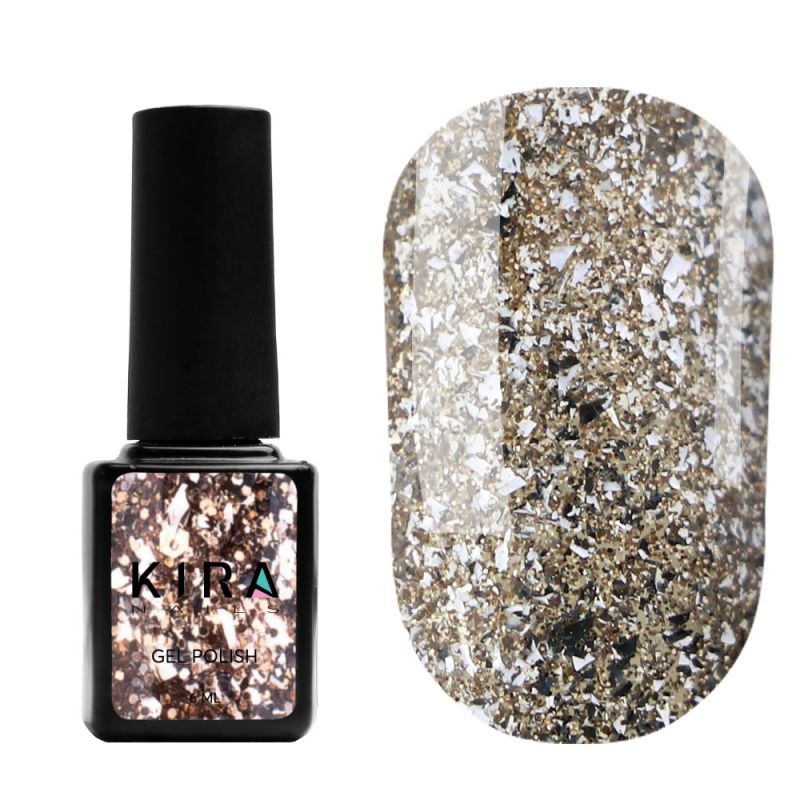 Kira Nails Shine Bright gel-varnish No. 003 (white gold with sparkles), 6 ml
