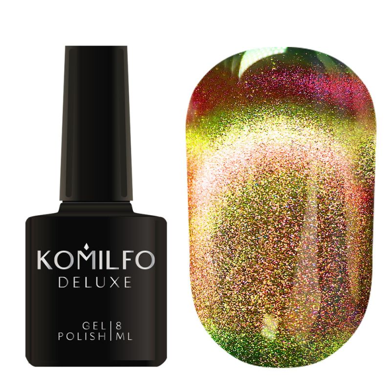 Komilfo 9D Cat's eye 002 gel varnish (light green-gold, magnetic), 8 ml