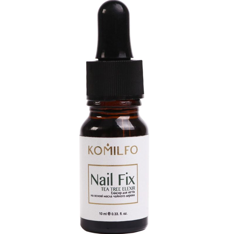 Komilfo Nail Fix эликсир для ногтей с чайным деревом, с пипеткой, 10 мл