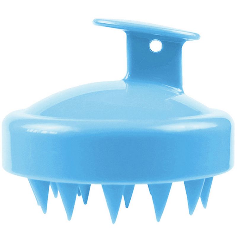 Shampooing massage brush, purple and blue